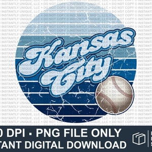 Distressed Retro Baseball PNG, I Heart KC Kansas City Sublimation Design, Uso comercial OK