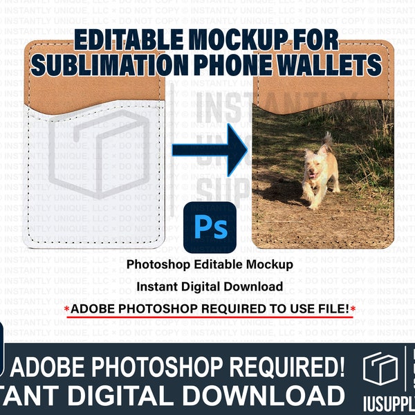 Digital Download, Editable Template, Mockup for Sublimation Blank Phone Wallet, Photoshop Template for Sublimation Designs, PSD Template