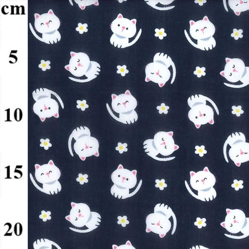 1/2 Metre Cute Cat Design 80 Percent Poly 20 Percent Cotton Fabric image 3