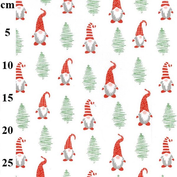 1/2 Metre Gnomies Gonk Tree Christmas Design 80 Percent Poly 20 Percent Cotton