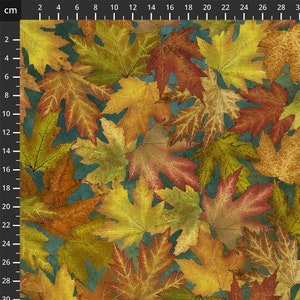 Fat Quarter Northcott Autumn Splendor Stonehenge Leaves Brown Green 100% Cotton Fabric