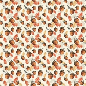 Fat Quarter Riley Blake Shades Of Autumn Acorn Leaves Woods 100% Cotton Fabric Cream