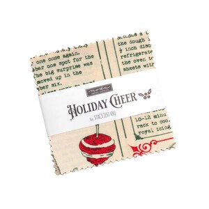 Moda Holiday Cheer Mini Charm Pack By Stacy Iest Hsu Snow Houses Tartan Poinsettia Script 100% Cotton Fabric