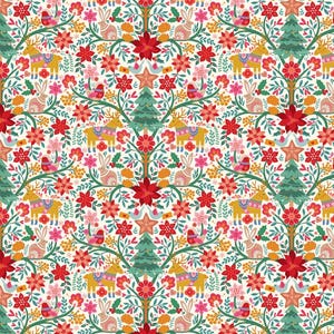 Fat Quarter Thread And Ink Deck The Halls Nordic Noel Reindeer 100% Cotton Fabric