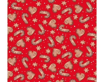 Fat Quarter Blank’s Gingerbread Factory Candy Cane Heart Star 100% Cotton Fabric