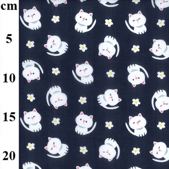 1/2 Metre Cute Cat Design 80 Percent Poly 20 Percent Cotton Fabric