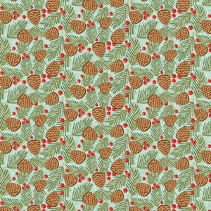 Fat Quarter Poppie Cotton Prairie Christmas Pine Cone Berries Winter 100% Cotton