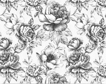 Fat Quarter Windham Idylwilde Flower Floral Blooms Grey White 100% Cotton Fabric