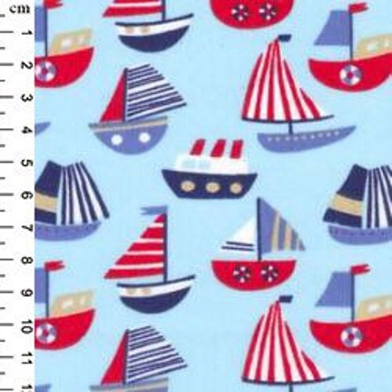 SALE 1/2 Metre Sailing Boat Design 80 Percent Poly 20 Percent Cotton Fabric