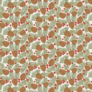 Fat Quarter Poppie Cotton Prairie Christmas Pine Cone Berries Winter 100% Cotton