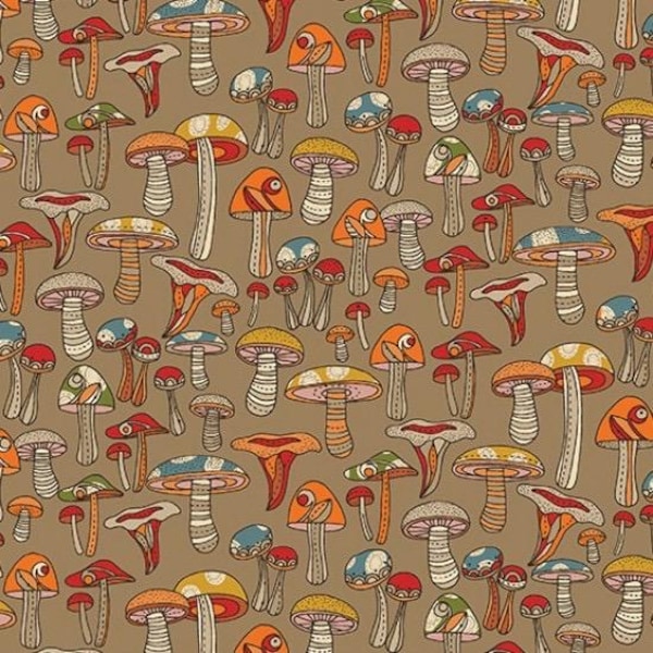 Fat Quarter Benartex Small Wonders Mushroom Toadstool Fungi 100% Cotton Fabric