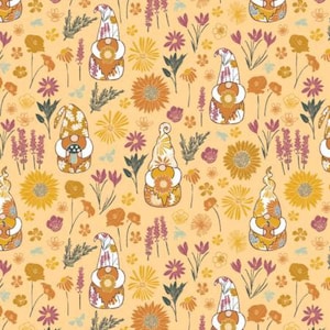 Fat Quarter Camelot Harvest Time Sunflower Gnomie Gonk Gnome 100% Cotton Fabric