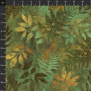 Fat Quarter Henry Glass Oak And Berries Green Mixed Leaves 100% Cotton Fabric