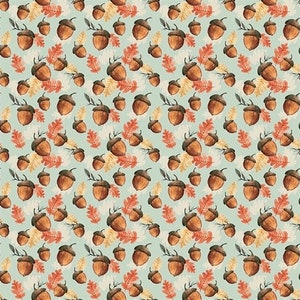 Fat Quarter Riley Blake Shades Of Autumn Acorn Leaves Woods 100% Cotton Fabric Tea Green