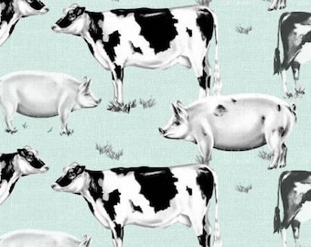 Fat Quarter Springs Creative Farm House Cow Pig Design 100% Cotton Fabric