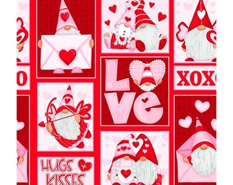 1/2 Metre Henry Glass’s Gnomie Love Gonk Valentine Wedding 100% Cotton Fabric