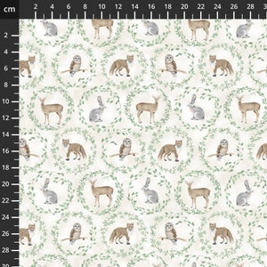 Fat Quarter Blank’s Jaded Forest Medallions Owl Fox Deer Hare Woodland Animals 100% Cotton Quilting Fabric