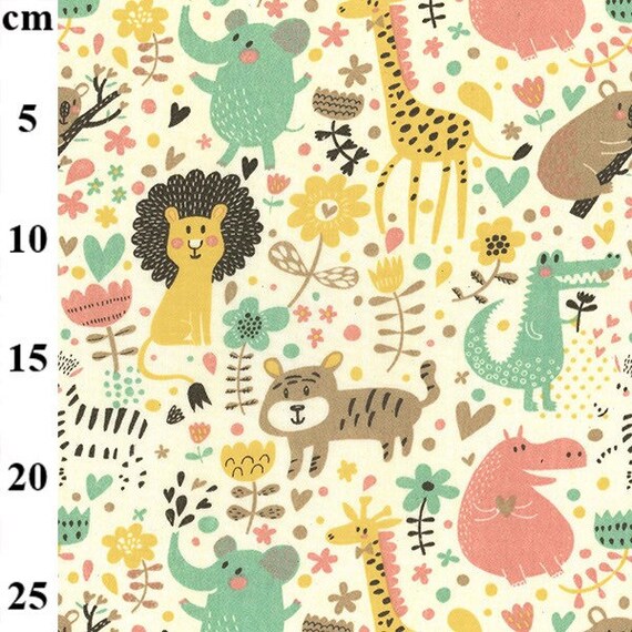 1/2 Metre Animals Design 80 Percent Poly 20 Percent Cotton Fabric