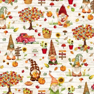 Tela de algodón 100 % Gonk color crema de la colección Timeless Treasures Harvest Apple Orchard de Fat Quarter