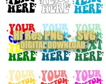 Custom Wavy Text Svg, Custom wavy letters svg, custom wavy font svg, custom wavy stacked svg, custom wavy font, custom wavy retro svg png