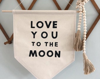 Love you to the moon wall pennant