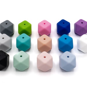 Silicone bead hexagon 17 mm large color selection, BPA free, wholesale silicone beads, food grade silicone, loose beads