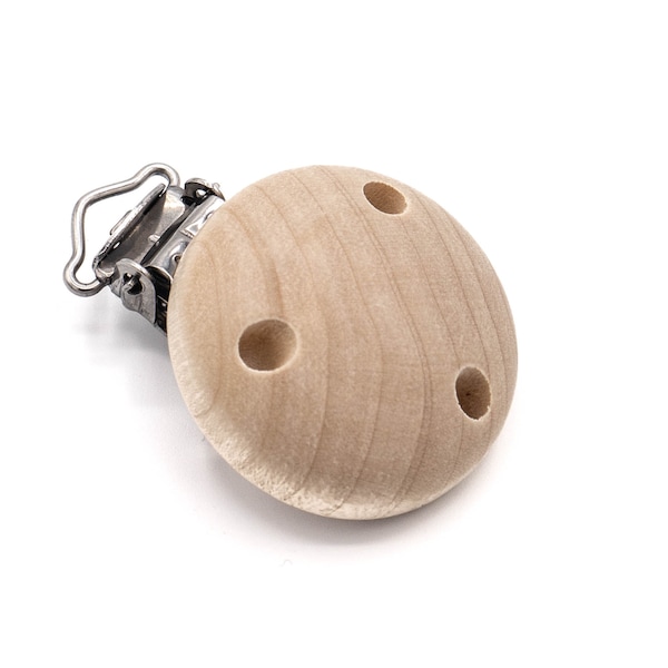 Wooden clip, pacifier chain clip, natural, wood, clip, 35 mm, with holes Made in Germany