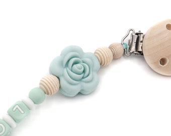 Pacifier chain with your own name Rose Hexagon handmade customizable