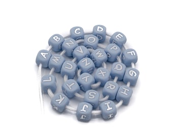 Silicone Letters 10 mm Blue, BPA free, Wholesale Silicone Beads, Food Grade Silicone, Loose Beads