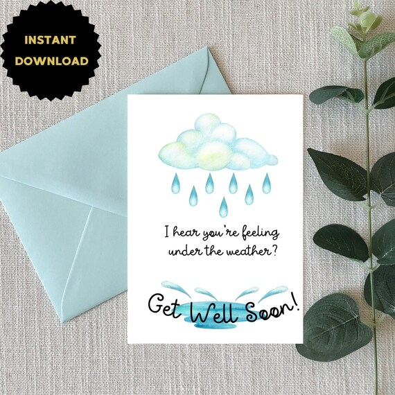Get Well Soon Printable Card Instant Download PDF Digital - Etsy