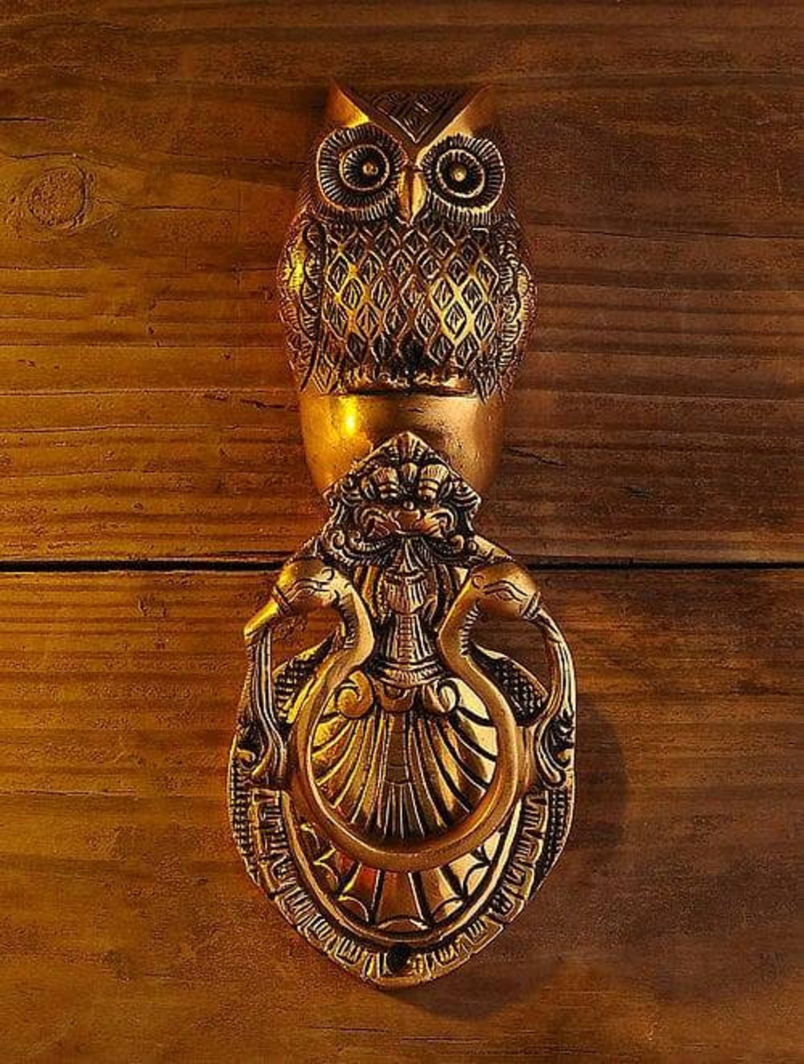 Brass Owl Door Knocker L 9in W 3.5in Etsy