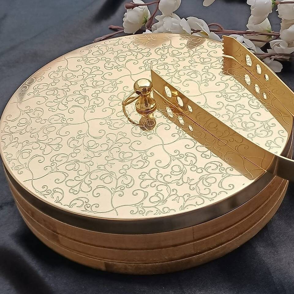 Steel eteched roti/chapati/Indian Bread Box with lid 1 Set Etsy