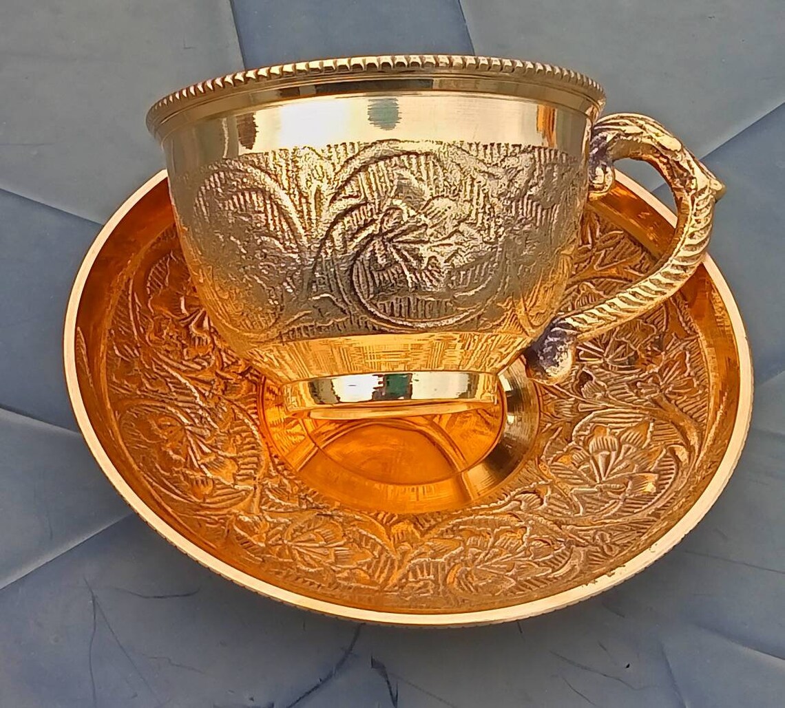Hand designed Indian Brass made tea cup set coffee cup set Etsy