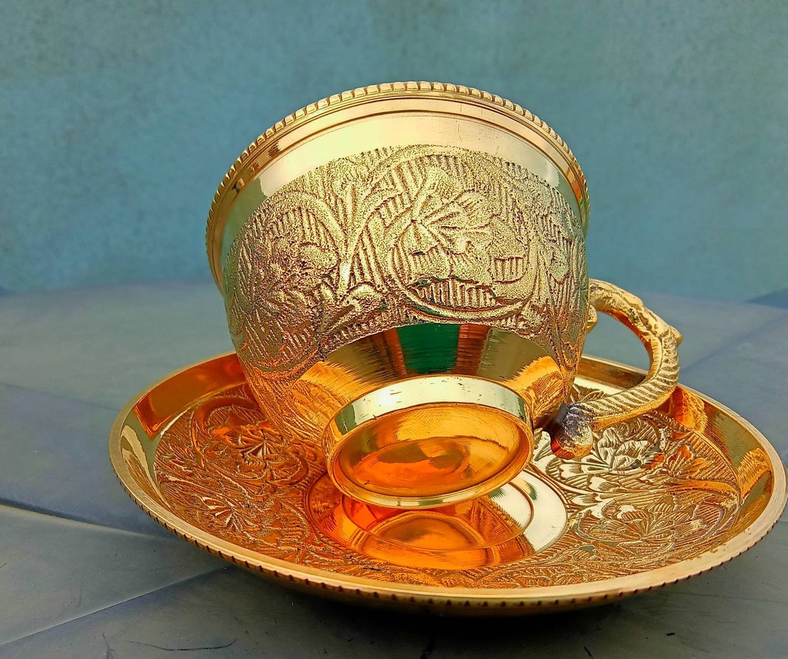 Hand designed Indian Brass made tea cup set coffee cup set Etsy