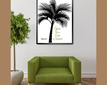 Palm Tree Wall Decor for the Home; Psalm 92 Digital Print for Instant Download; Palm Tree Painting