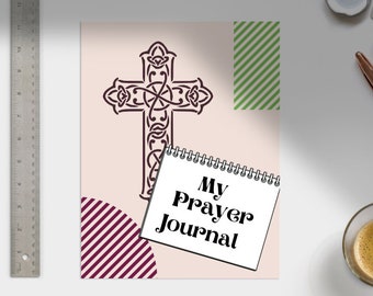 A Daily Prayer Journal with simple, Cross design; Instant Download.