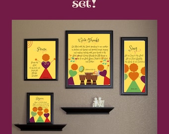 Celebrate Faith & Culture: 4 Designs, Give Thanks Wall Art, Greeting Cards, Greeting Cards, Ethnic Art Set.