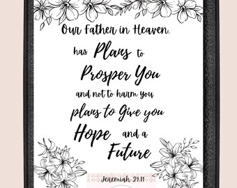 4 Word Art Designs, Biblical Quote for Digital Print, Plans to Prosper You, 4 Designs in PNG files