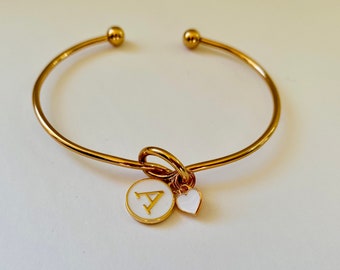 personalized Infinity knot bracelet, knot bangle, gold color, adjustable size bracelet, bridesmaid proposal gift, friendship