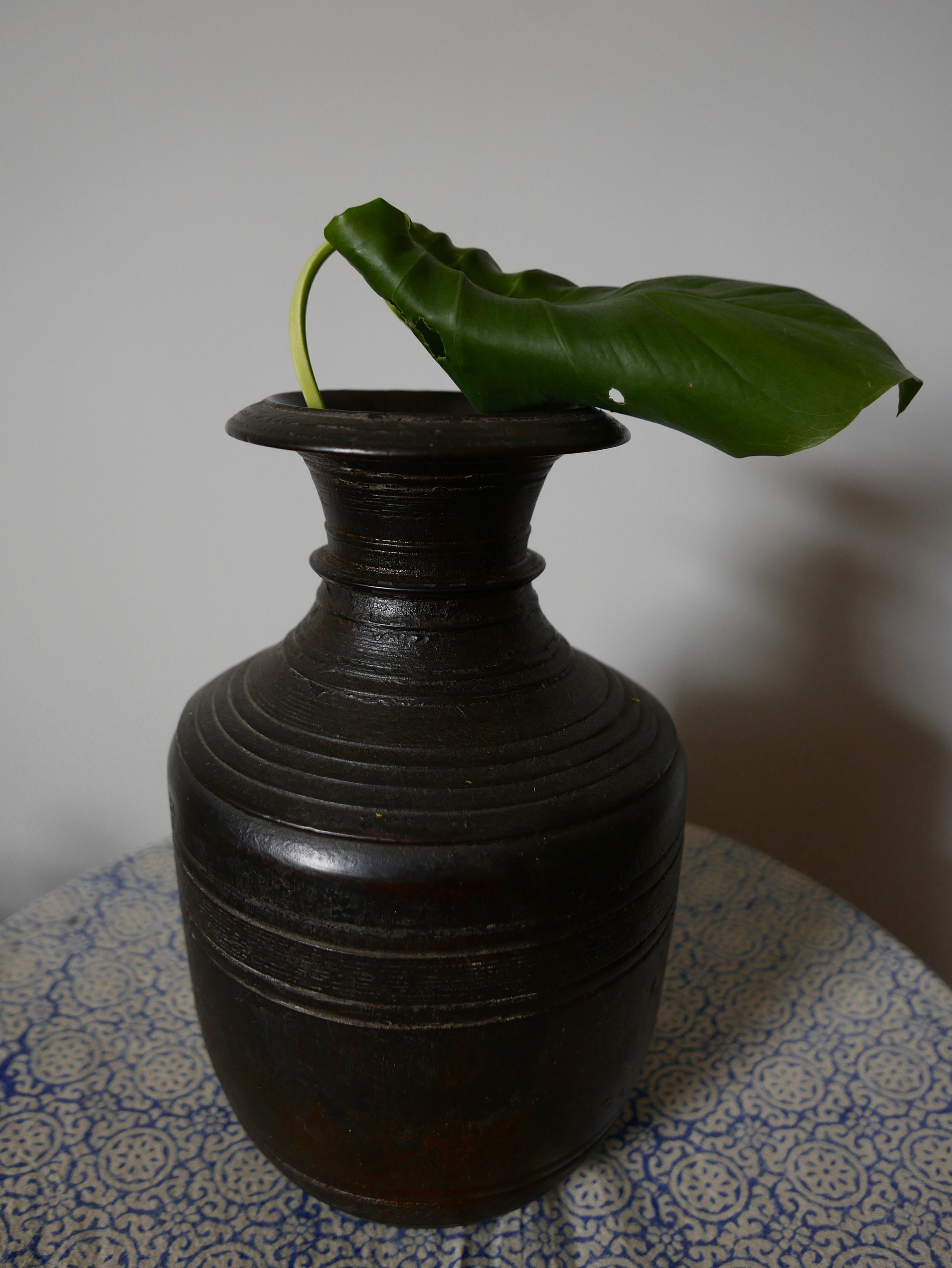 Vintage handcarved wood storage vase with lid Etsy