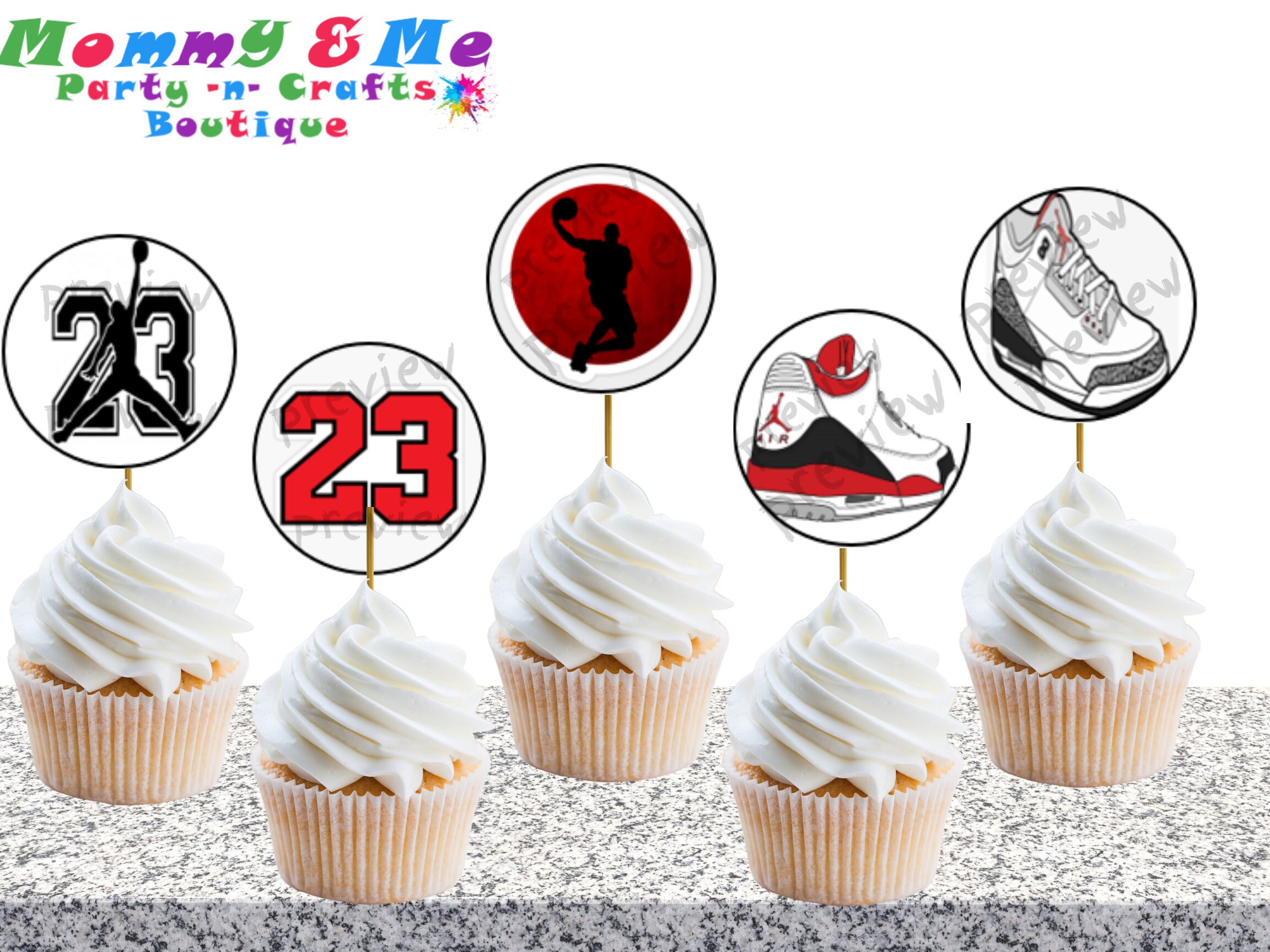 Jordan Cupcake Toppers Basketball Toppers 23 Toppers | Etsy