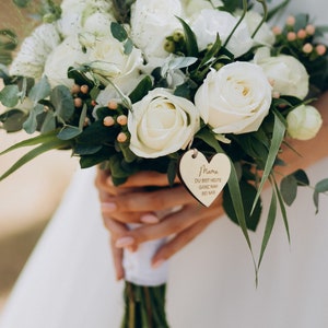 Memorial for the bridal bouquet | Wooden pendant with personal message | Bridal bouquet pendant personalized | Commemorative pendant