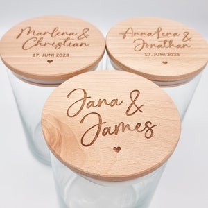 Personalisiertes Vorratsglas Zwei Namen Datum Personalisiertes Hochzeitsgeschenk, Einweihungsgeschenk, Geschenk für Paare Bild 3