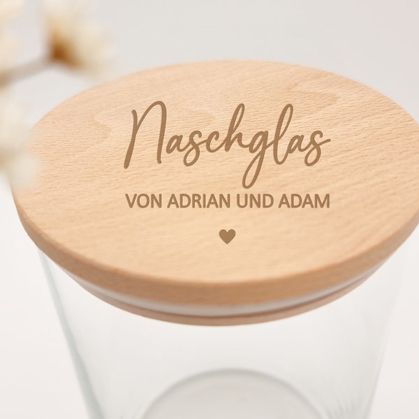 Vorratsglas mit Holzdeckel und Wunschgravur |  Geschenk oder Dankeschön für Erzieher, Lehrer, Hebamme, Tagesmutter | Keksdose mit Namen