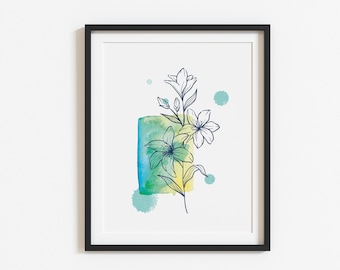 Lily Watercolor Print, Botanical Lily Wall Art, Floral Printable Decor, Gift for Her