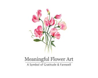 スイートピーのアートプリント、植物のスイートピーのウォールアート、意味のある花のプリント装飾、彼女への感謝の贈り物