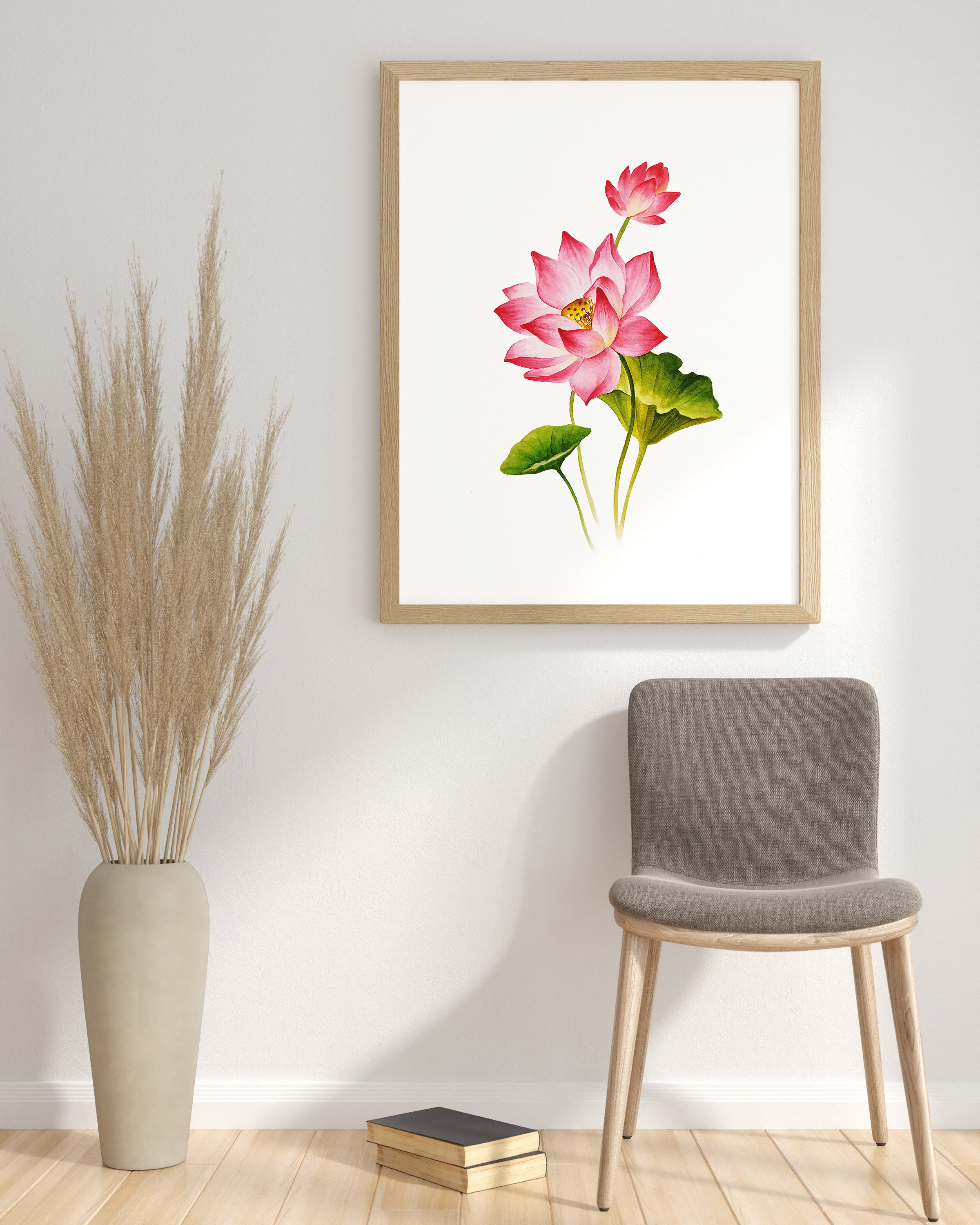 Lotus Flower Wall Art Instant Printable Watercolor Etsy