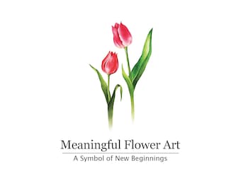 Tulip Art Print, Botanical Tulip Wall Art, Meaningful Flower Printable Decor, Housewarming Gift for Her