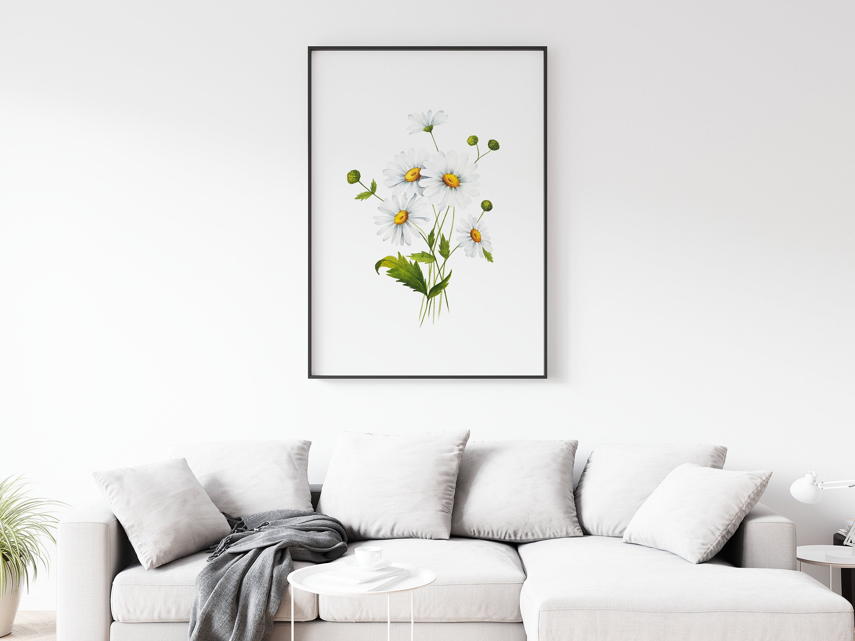 Daisy Flower Wall Art Instant Printable Watercolor - Etsy