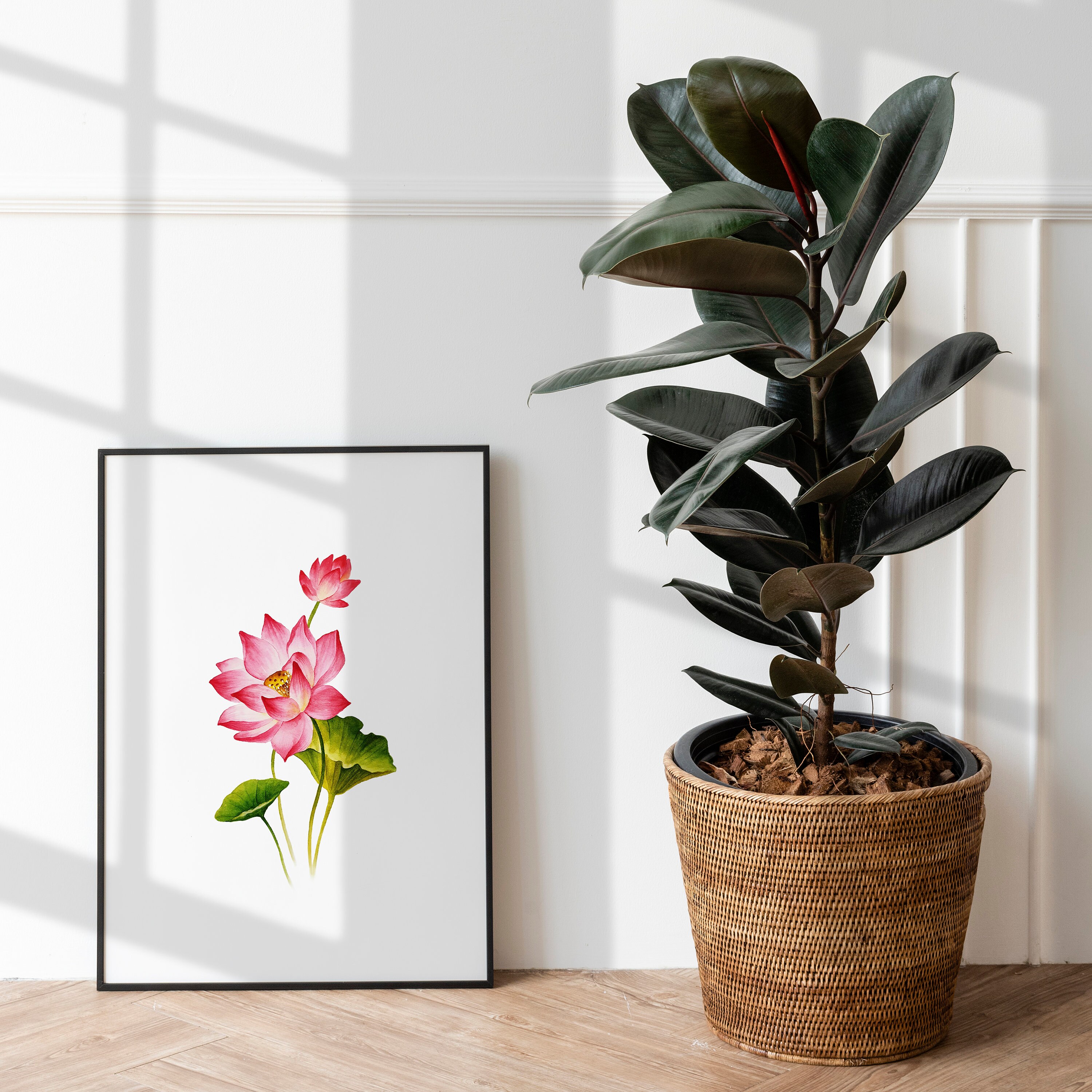 Lotus Flower Wall Art Instant Printable Watercolor Etsy